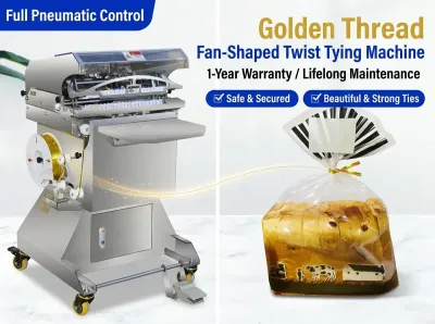 Máquina neumática para atar bolsas de pan y snacks en forma de abanico JW-300 Thumb