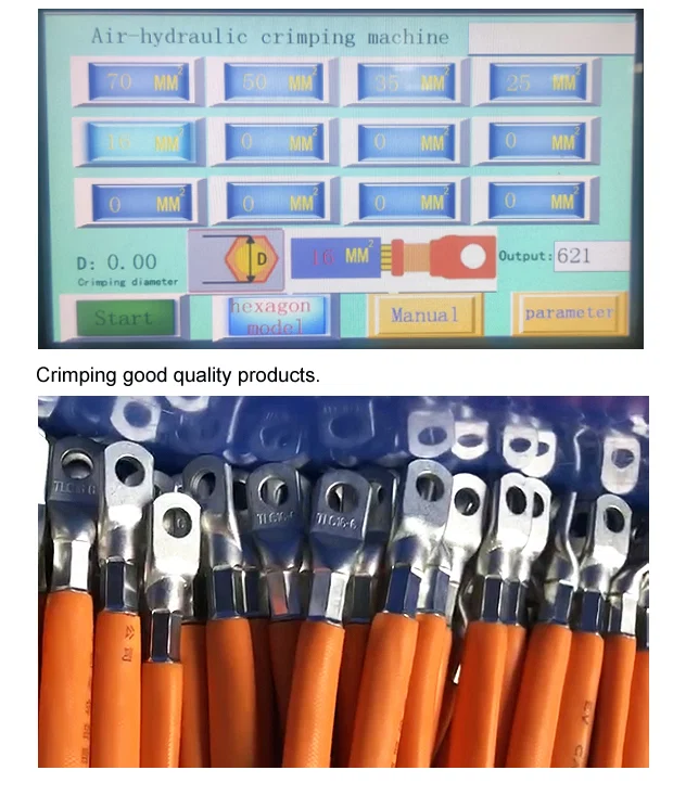 muestra de máquina prensadora de terminales hidráulica, máquina prensadora de terminales de 50t, máquina prensadora de terminales de cable