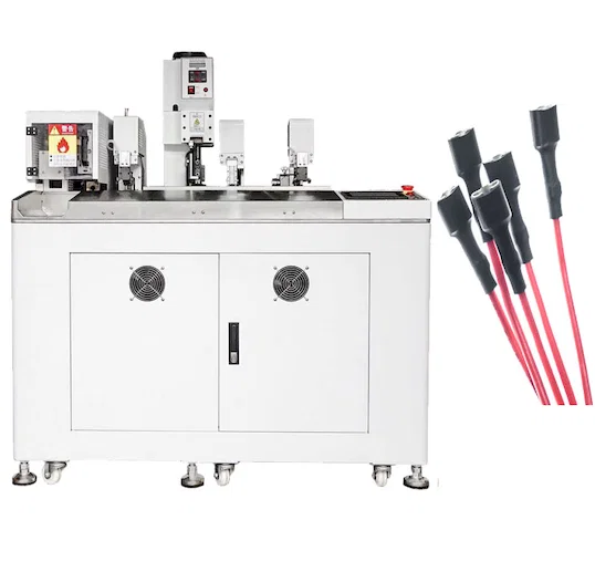Máquina para Insertar Tubo Termorretráctil, Trenzar, Estañar y Engarzar